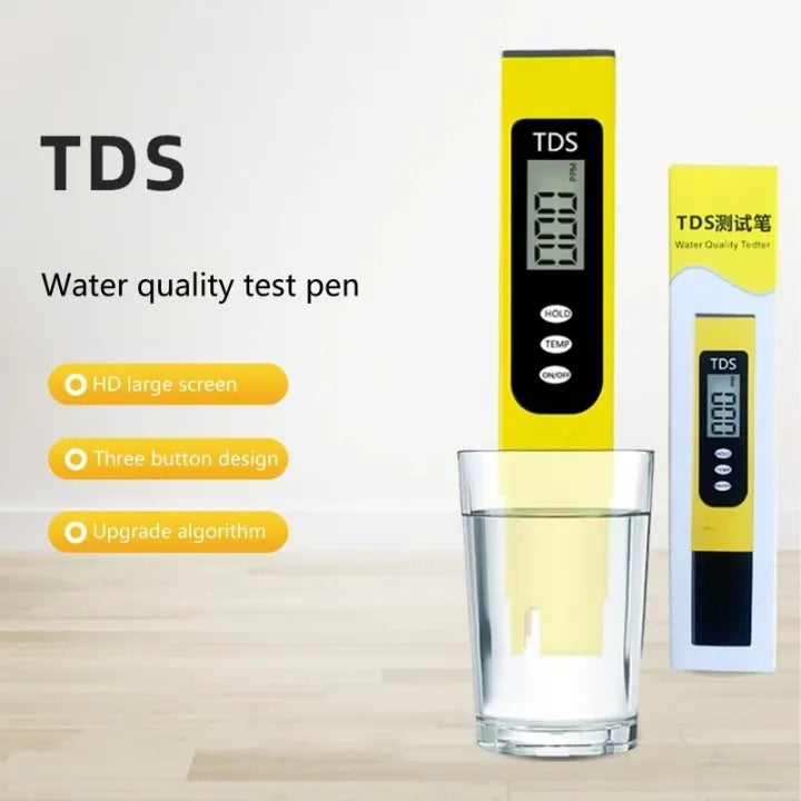 3 in 1 TDS Meter , Accurate Water Quality Tester With Black Lit Screen , TDS ,EC And Temperature , 0 _9999 Ppm Portable Water Tester With aTC For Drinking Water Aquariums ( yellow)