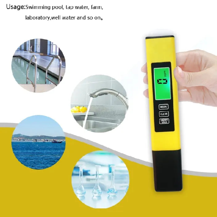 3 in 1 TDS Meter , Accurate Water Quality Tester With Black Lit Screen , TDS ,EC And Temperature , 0 _9999 Ppm Portable Water Tester With aTC For Drinking Water Aquariums ( yellow)