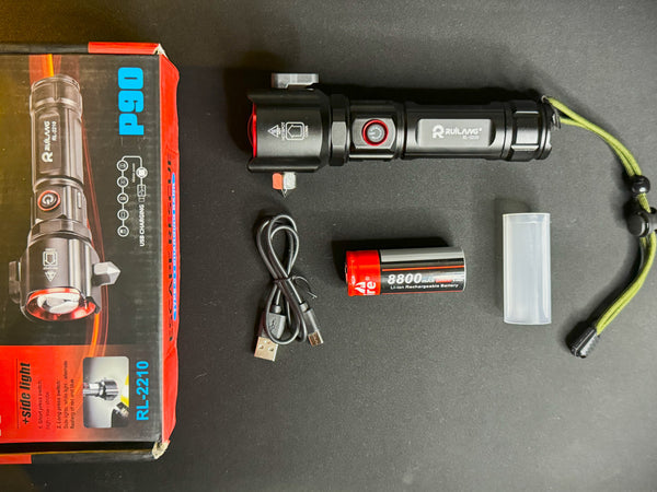 (Original RL 2210) Super Powerful 8-in-1 Emergency Flashlight & Charging Bank | 1km Range With One Extra Cell🔥